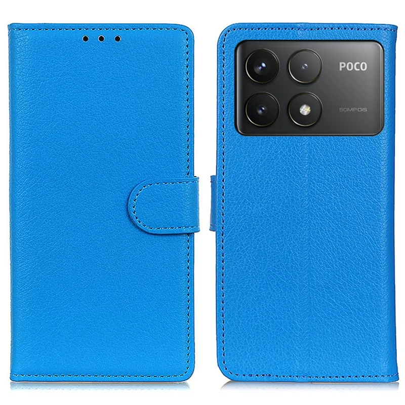 Per Xiaomi Poco F6 Pro 5G / Redmi K70 5G / K70 Pro 5G Custodia Portafoglio Slot per Schede Texture Litchi Pelle Custodia per Telefono - Blu