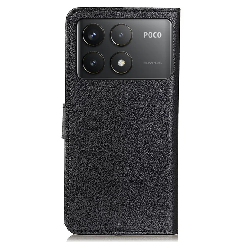 For Xiaomi Poco F6 Pro 5G / Redmi K70 5G / K70 Pro 5G Case Wallet Card Slots Litchi Texture Leather Phone Cover - Black