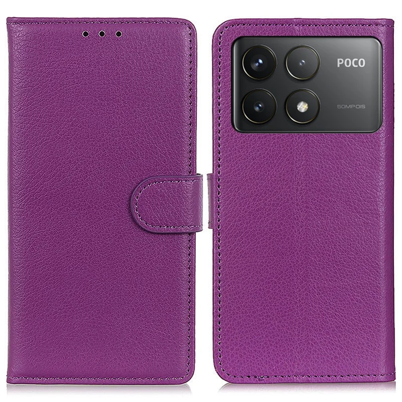 Pour Xiaomi Poco F6 Pro 5G / Redmi K70 5G / K70 Pro 5G Étui Portefeuille Fentes pour Cartes Texture Litchi Cuir Housse de Téléphone - Violet