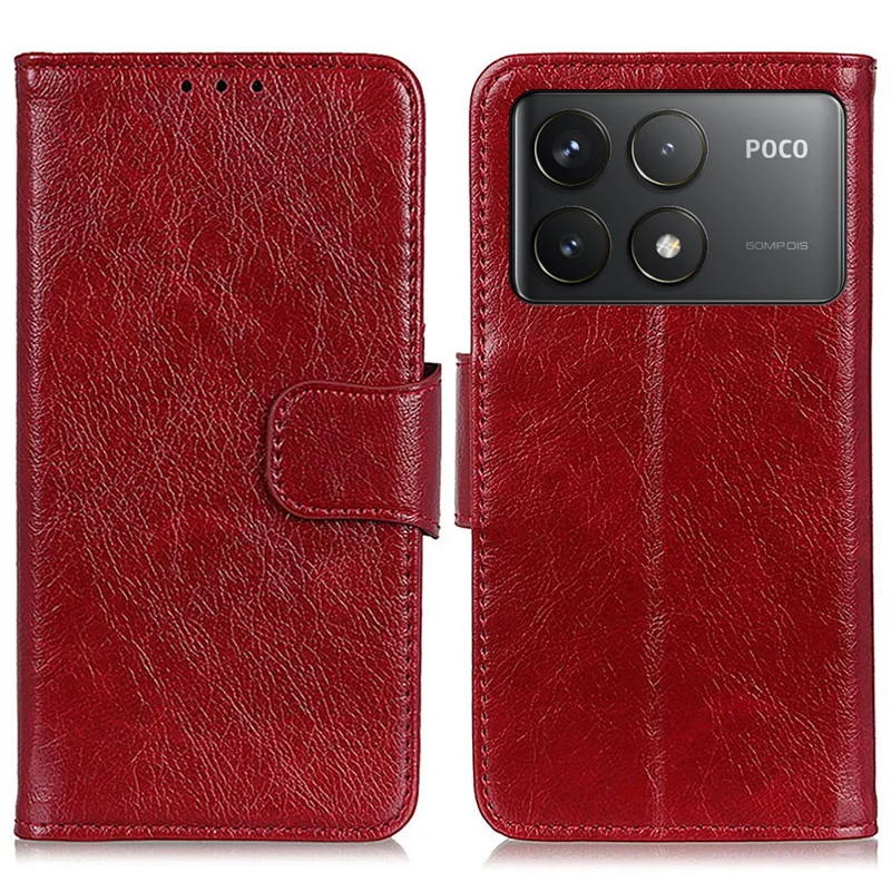 For Xiaomi Poco F6 Pro 5G / Redmi K70 5G / K70 Pro 5G Case Nappa Texture Split Leather Phone Cover - Red