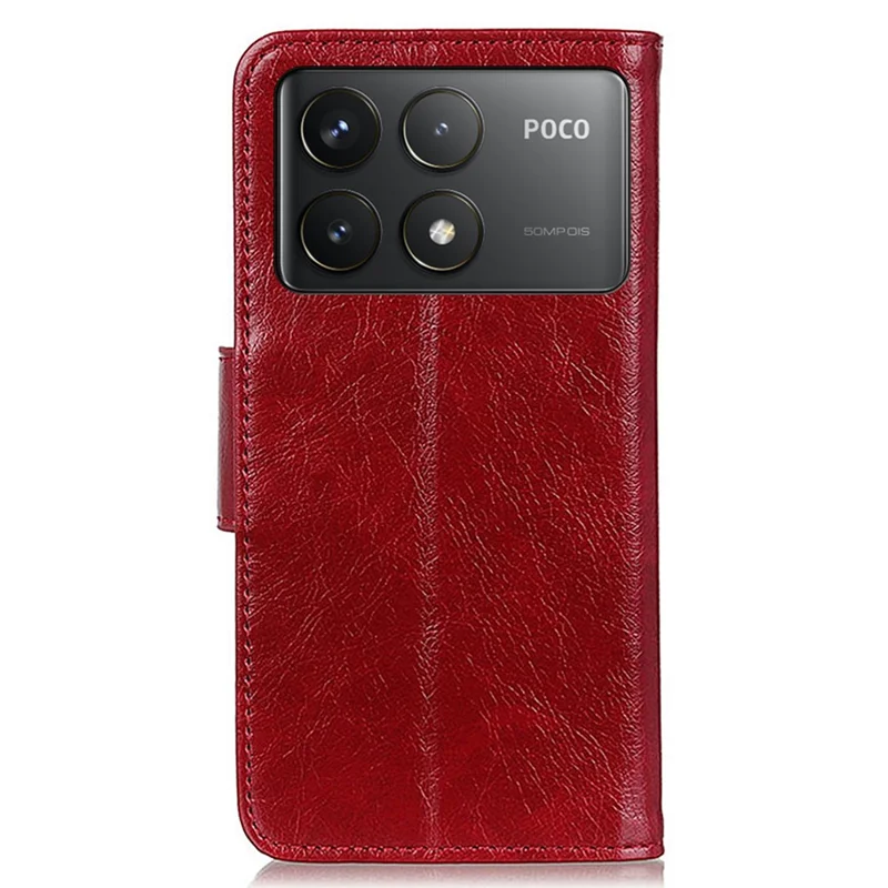 For Xiaomi Poco F6 Pro 5G / Redmi K70 5G / K70 Pro 5G Case Nappa Texture Split Leather Phone Cover - Red