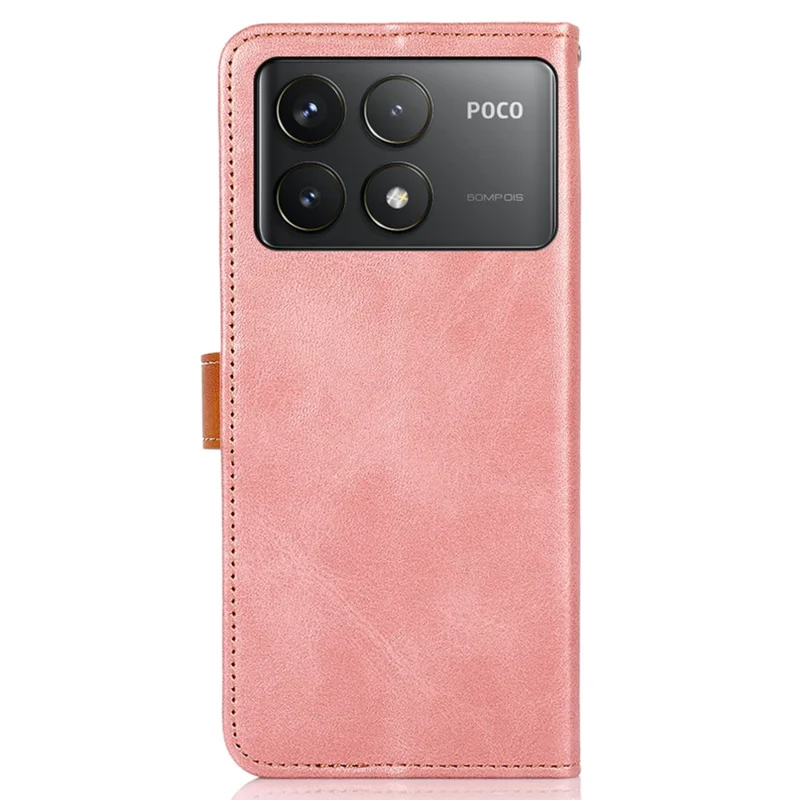 KHAZNEH для Xiaomi Poco F6 Pro 5G / Redmi K70 5G / K70 Pro 5G Кожаный чехол-бумажник для телефона - Розовое золото