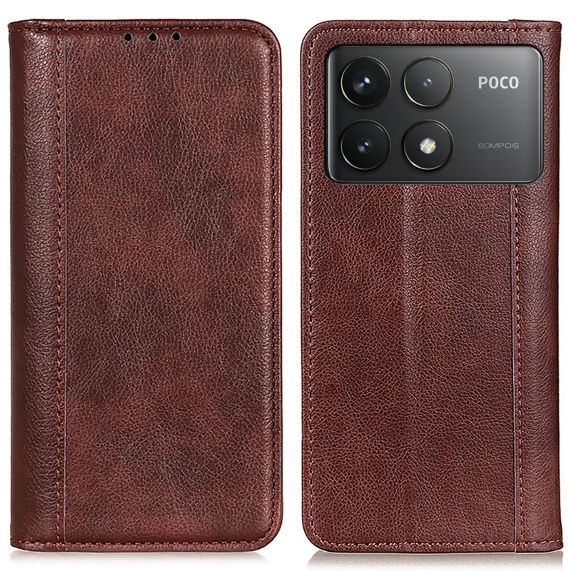 Per Xiaomi Poco F6 Pro 5G / Redmi K70 Pro 5G / K70 5G Custodia a Libro in Pelle Spaccata Wholesale Mobile Accessories - Marrone