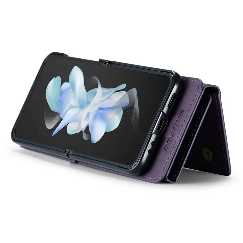 DG.MING M5 Series for Samsung Galaxy Z Flip4 5G Case RFID Blocking PU Leather+PC Folding Phone Cover - Purple
