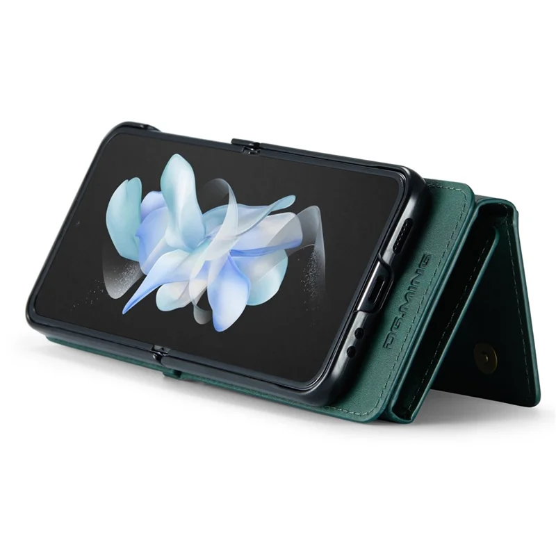 DG.MING M5 Series for Samsung Galaxy Z Flip4 5G Case RFID Blocking PU Leather+PC Folding Phone Cover - Green