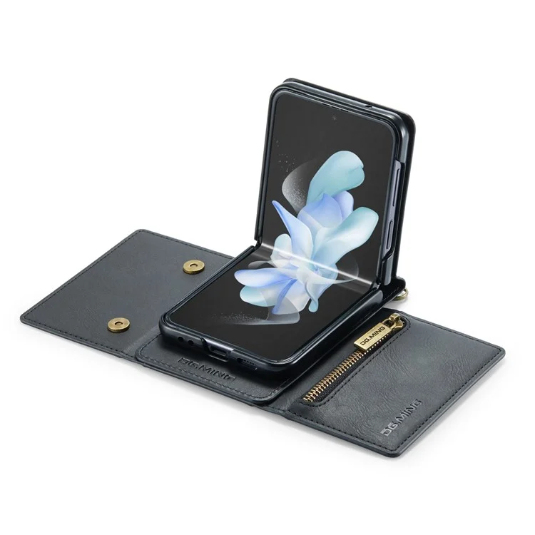 Étui DG.MING M5 Series pour Samsung Galaxy Z Flip3 5G avec fentes pour cartes RFID Blocking en cuir+PC - Noir