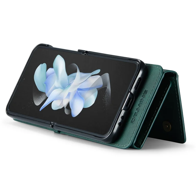 DG.MING Série M5 para Samsung Galaxy Z Flip3 5G Case RFID Bloqueio de Slots de Cartão Capa de Couro+PC - Verde