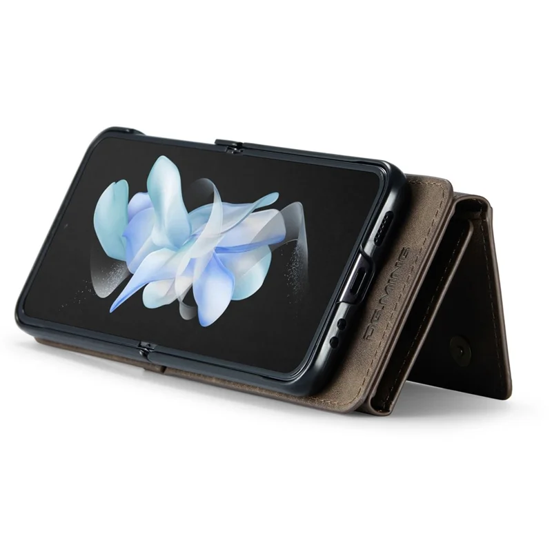 DG.MING M5 Series for Samsung Galaxy Z Flip3 5G Case RFID Blocking Card Slots Leather+PC Phone Cover - Coffee