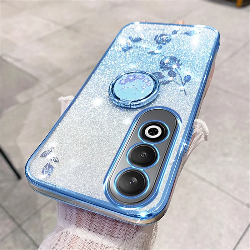 KADEM For OnePlus Nord CE4 5G Case Flower Glitter TPU Cover with Ring Kickstand - Blue