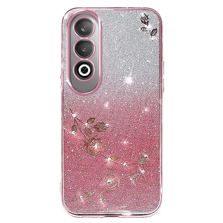Étui KADEM pour OnePlus Nord CE4 5G Coque TPU Dégradé Housse de Téléphone Pailletée Fleur Mignonne - Rose Doré