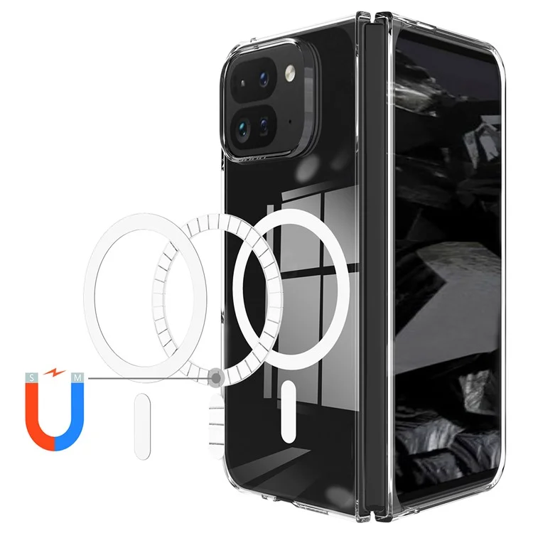 Pour Google Pixel 9 Pro Fold 5G Étui magnétique Coque de téléphone TPU+Acrylique Compatible avec MagSafe