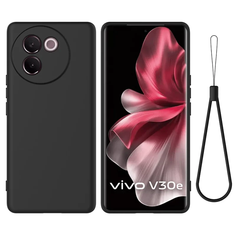 Per vivo V30e 5G Case Liquid Silicone Protective Phone Cover con Cinturino - Nero