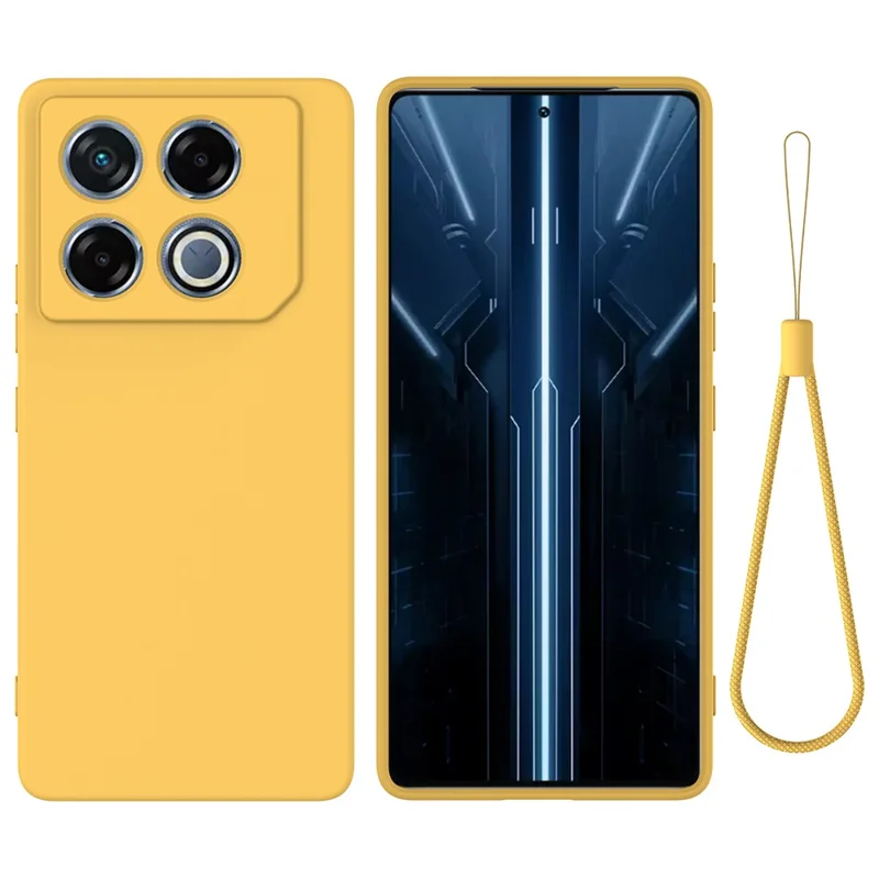 For Infinix GT 20 Pro 5G Case Liquid Silicone Scratch Resistant Phone Cover with Strap - Yellow