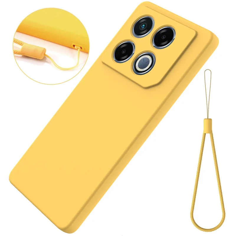 For Infinix GT 20 Pro 5G Case Liquid Silicone Scratch Resistant Phone Cover with Strap - Yellow