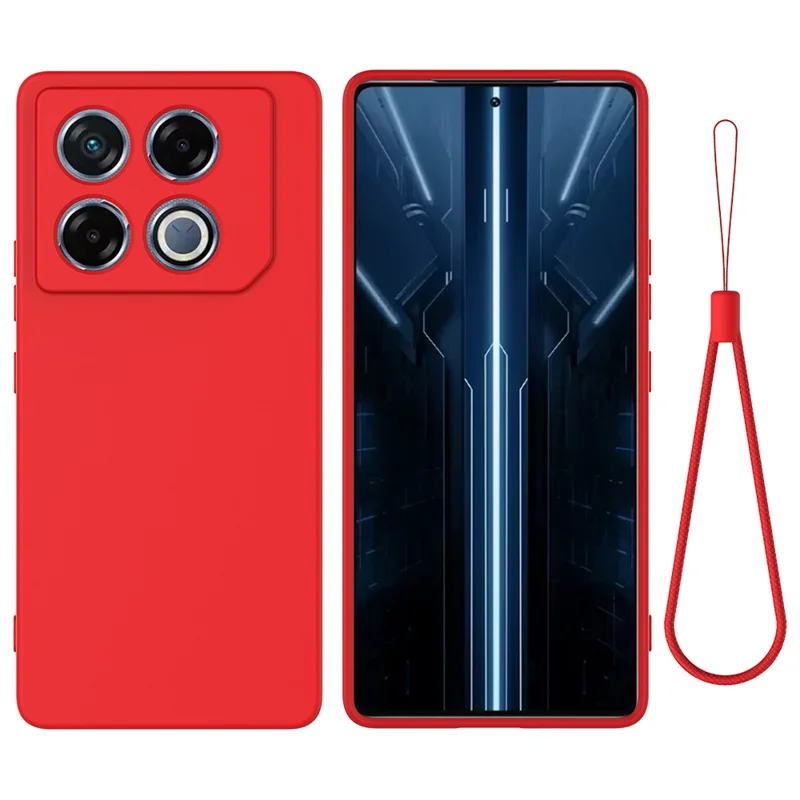 For Infinix GT 20 Pro 5G Case Liquid Silicone Scratch Resistant Phone Cover with Strap - Red