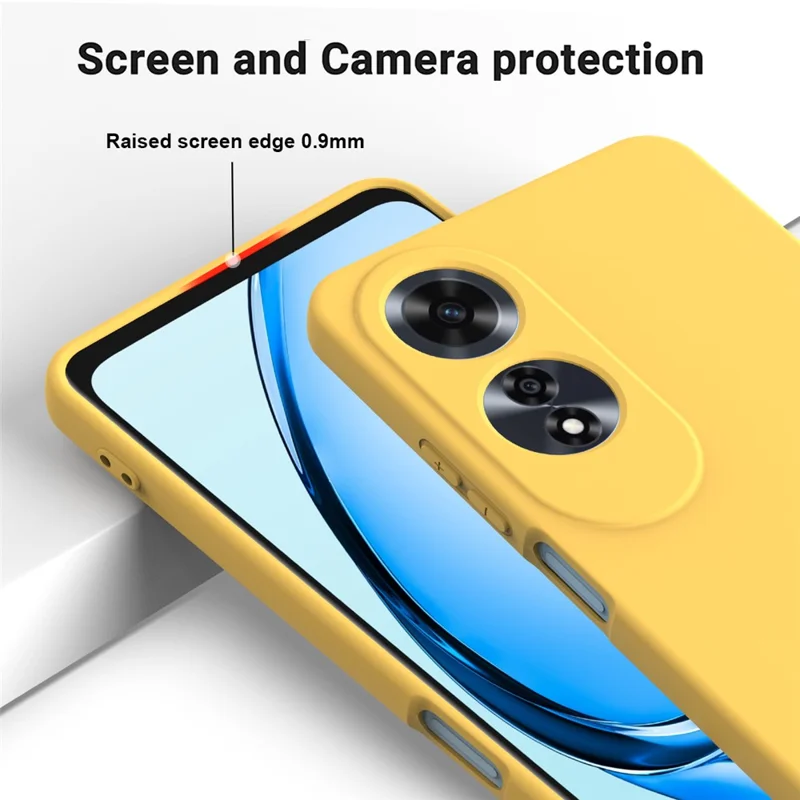 For Oppo A60 4G Cell Phone Case Liquid Silicone Scratch Resistant Phone Cover with Strap - Yellow