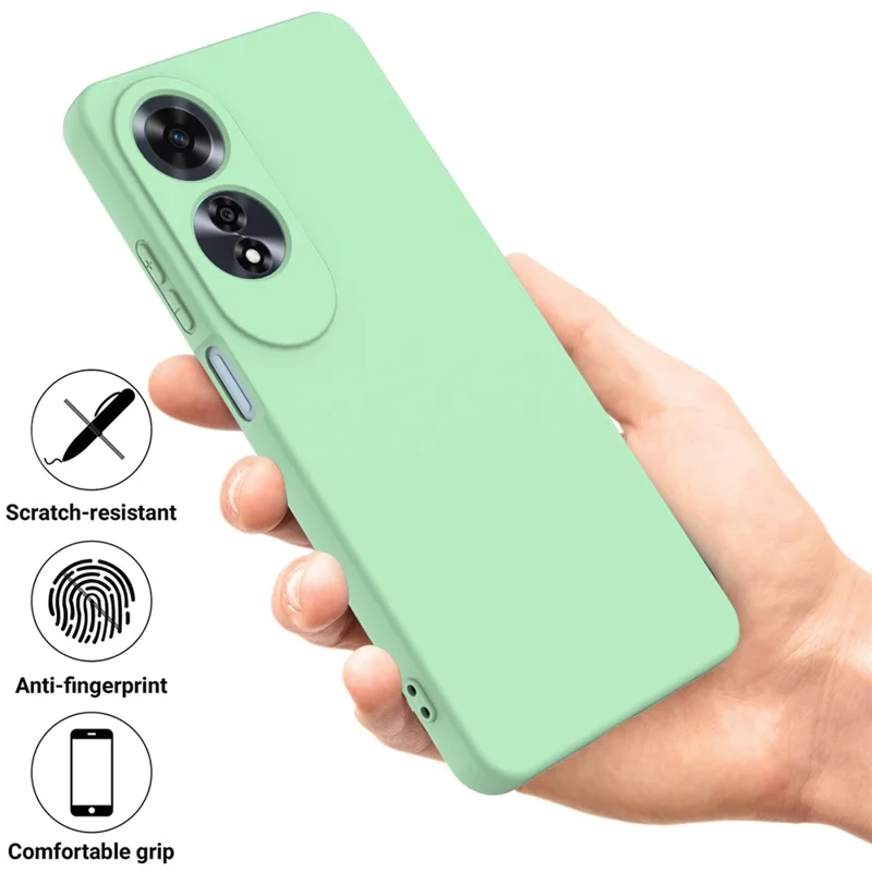 For Oppo A60 4G Cell Phone Case Liquid Silicone Scratch Resistant Phone Cover with Strap - Green