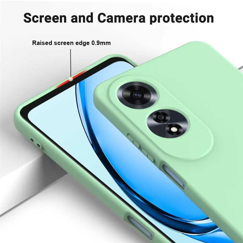 For Oppo A60 4G Cell Phone Case Liquid Silicone Scratch Resistant Phone Cover with Strap - Green