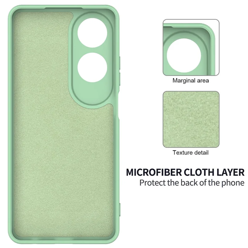 For Oppo A60 4G Cell Phone Case Liquid Silicone Scratch Resistant Phone Cover with Strap - Green
