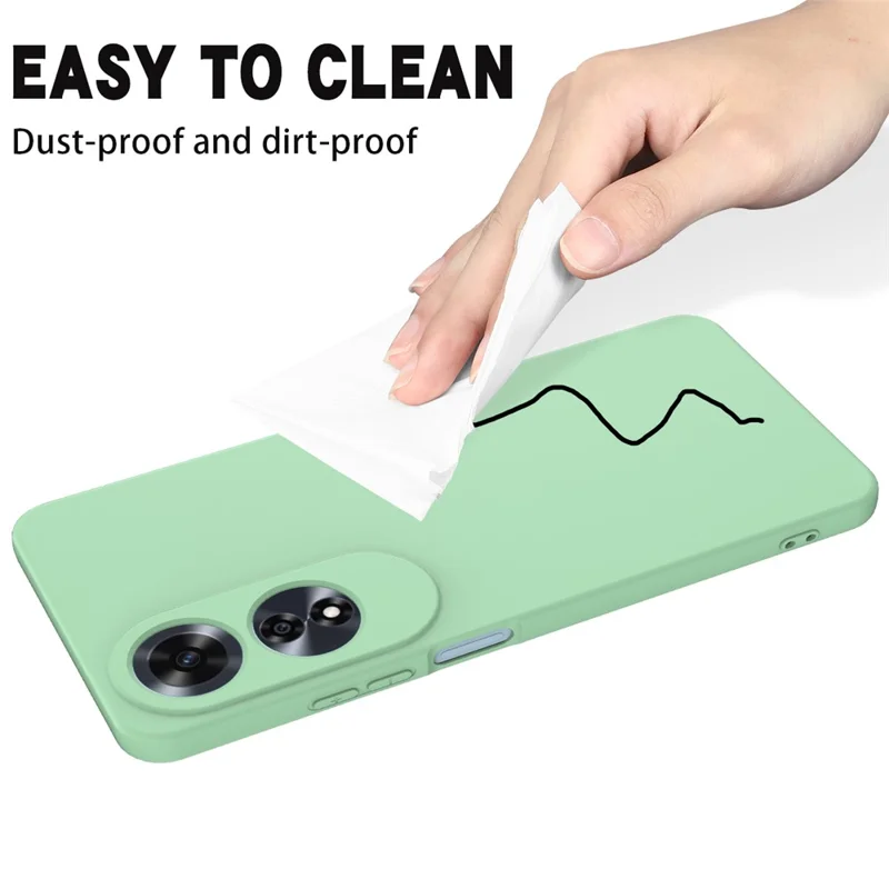 For Oppo A60 4G Cell Phone Case Liquid Silicone Scratch Resistant Phone Cover with Strap - Green