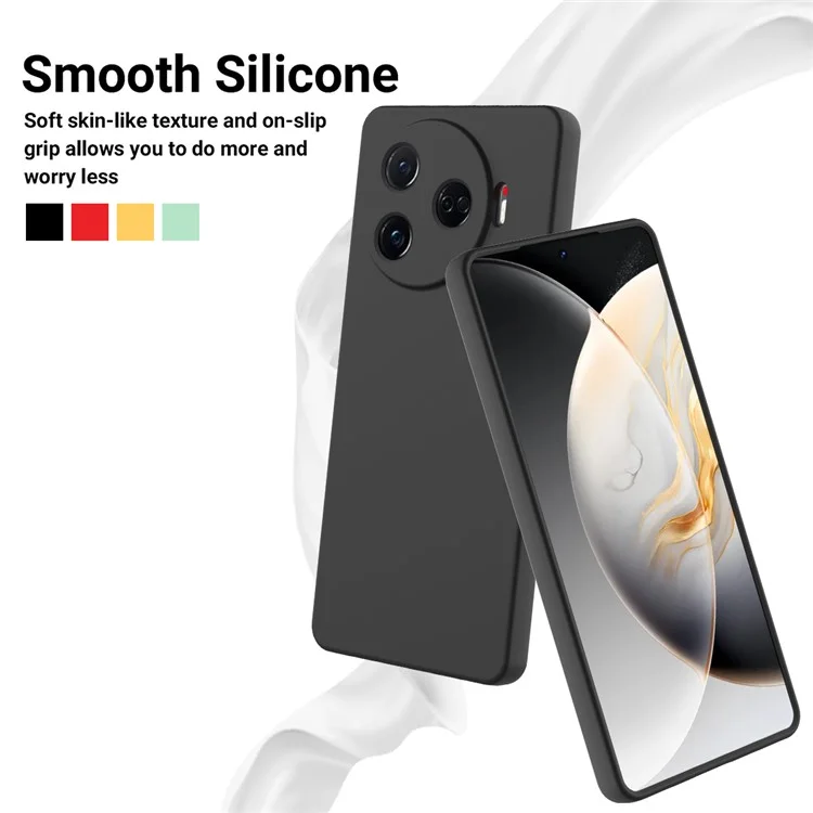 Für TECNO Camon 30 Pro 5G Case Flüssigsilikon Schützende Handyhülle mit Tragegurt - Schwarz