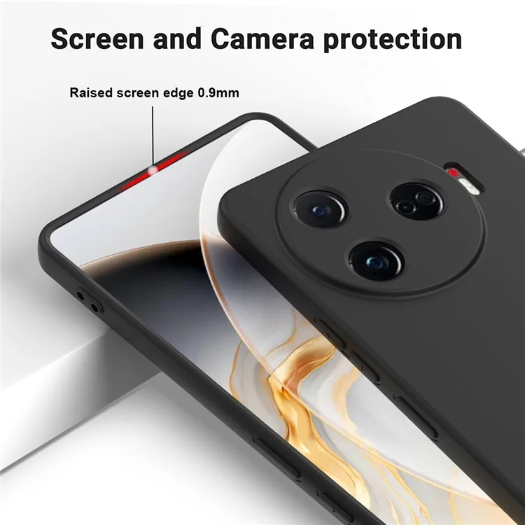 Für TECNO Camon 30 Pro 5G Case Flüssigsilikon Schützende Handyhülle mit Tragegurt - Schwarz