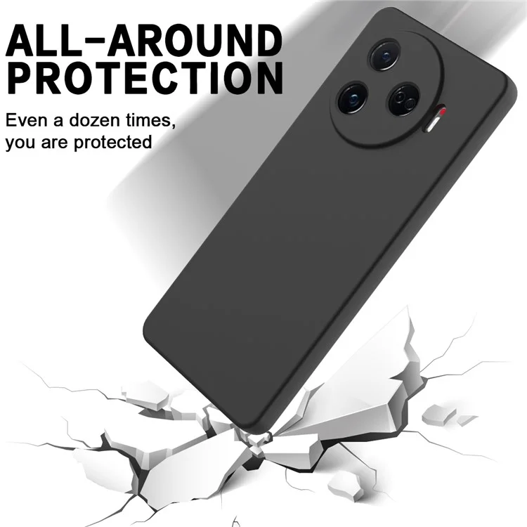 Für TECNO Camon 30 Pro 5G Case Flüssigsilikon Schützende Handyhülle mit Tragegurt - Schwarz