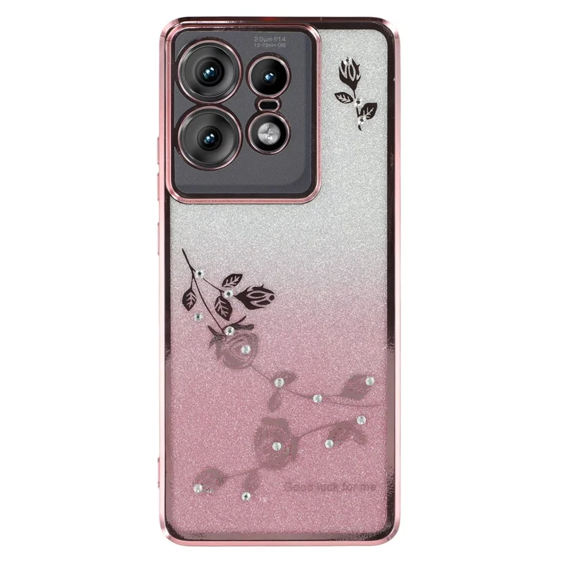 KADEM Para Motorola Edge 50 Pro 5G Caso Capa de Telefone TPU Brilho Glitter Rhinestone - Ouro Rosa