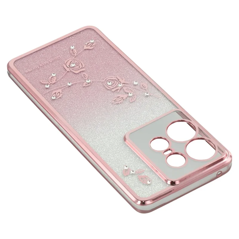KADEM Para Motorola Edge 50 Pro 5G Caso Capa de Telefone TPU Brilho Glitter Rhinestone - Ouro Rosa