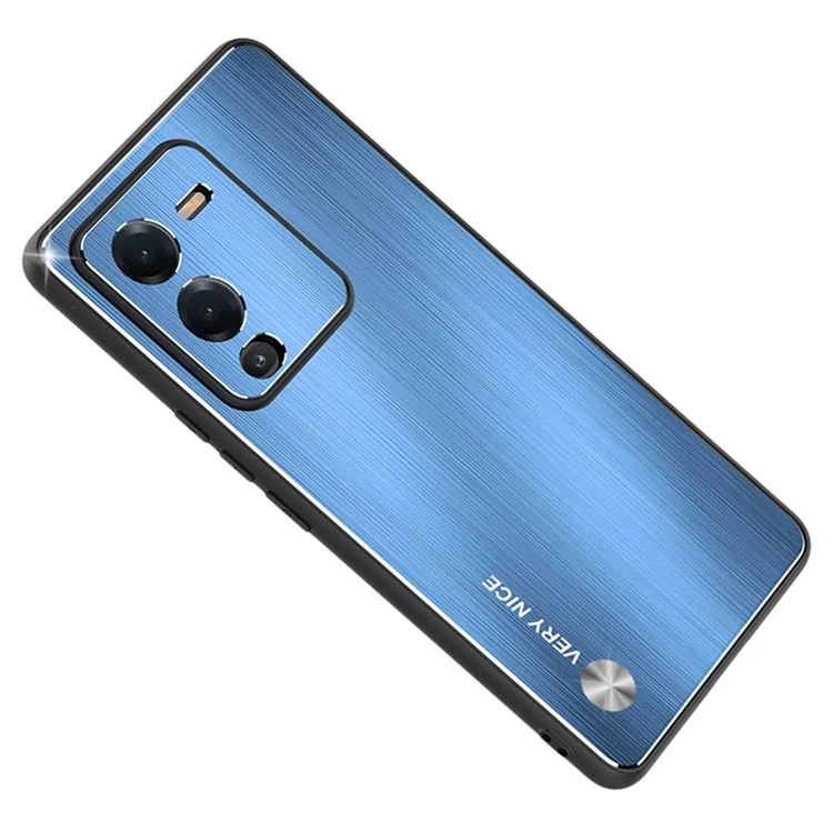 Pour Vivo S15 Pro 5g, Casse de Téléphone à Bord Surélevé Brackaged Design TPU Frame en Aluminium Allial Back Anti-scratch Cover - Bleu