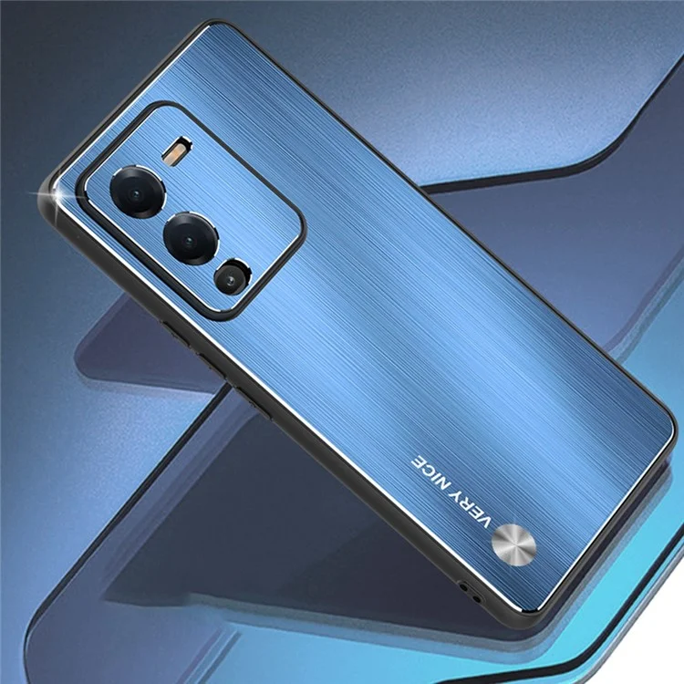 Pour Vivo S15 Pro 5g, Casse de Téléphone à Bord Surélevé Brackaged Design TPU Frame en Aluminium Allial Back Anti-scratch Cover - Bleu