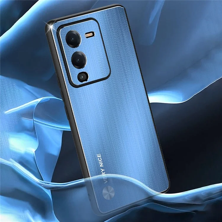Pour Vivo S15 Pro 5g, Casse de Téléphone à Bord Surélevé Brackaged Design TPU Frame en Aluminium Allial Back Anti-scratch Cover - Bleu