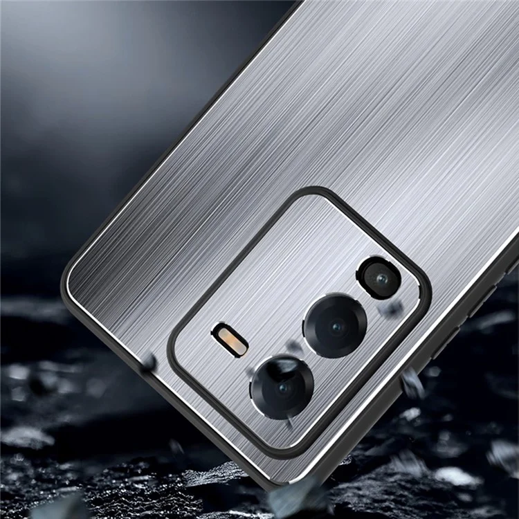 Pour Vivo S15 Pro 5g, Casse de Téléphone à Bord Surélevé Brackaged Design TPU Frame en Aluminium Allial Back Anti-scratch Cover - Bleu