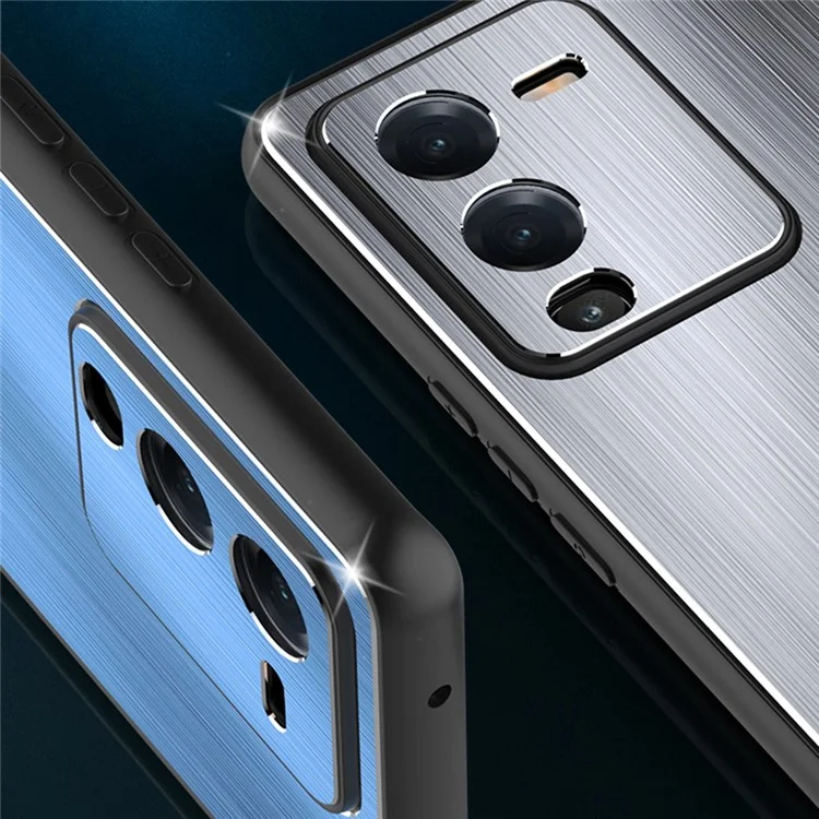 Pour Vivo S15 Pro 5g, Casse de Téléphone à Bord Surélevé Brackaged Design TPU Frame en Aluminium Allial Back Anti-scratch Cover - Bleu