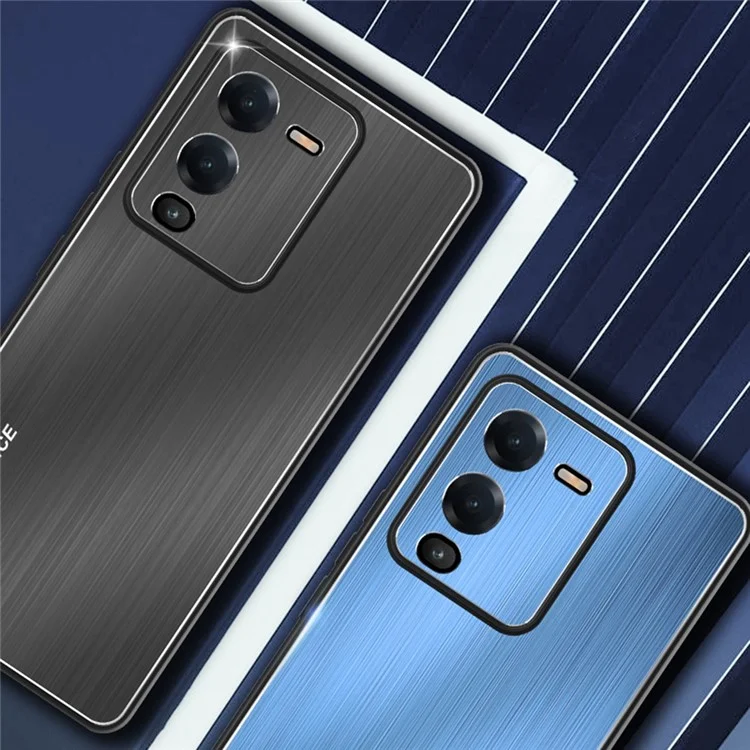 Pour Vivo S15 Pro 5g, Casse de Téléphone à Bord Surélevé Brackaged Design TPU Frame en Aluminium Allial Back Anti-scratch Cover - Bleu