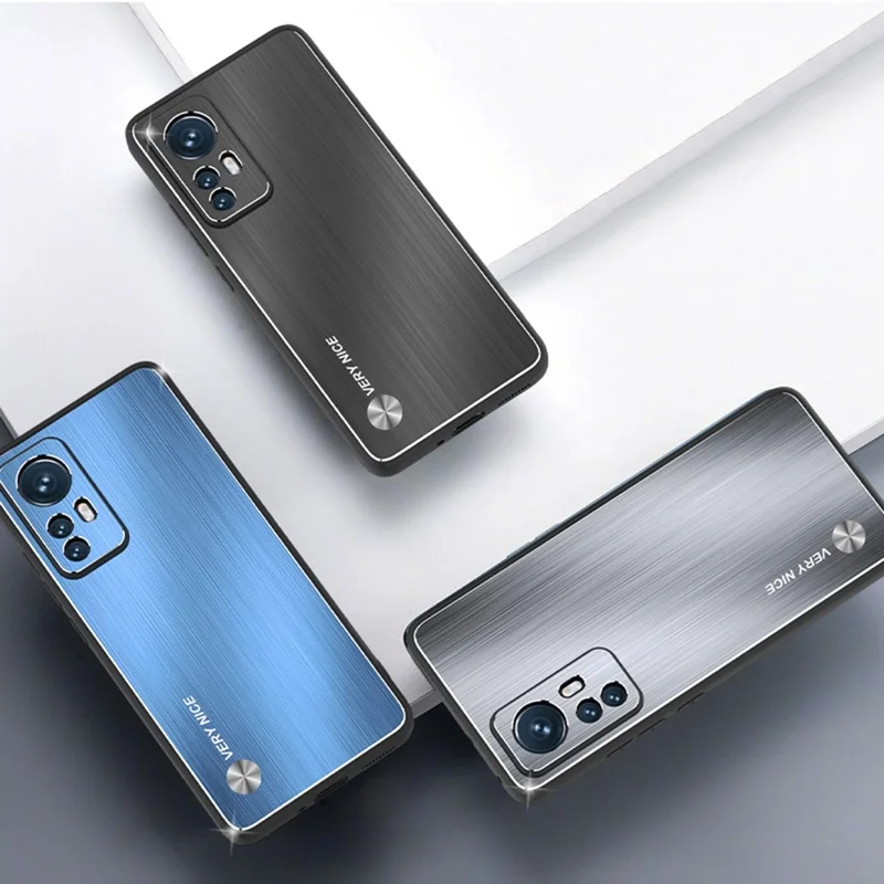 Pour Xiaomi 12 5G / 12x 5G / Téléphone Mobile 12S 5G Couvrant le Cadre TPU Frame en Aluminium Alliage Back Hard Anti-shock Téléphone - Bleu