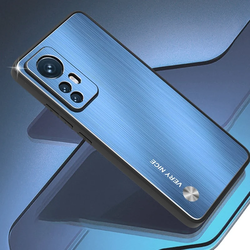 Pour Xiaomi 12 5G / 12x 5G / Téléphone Mobile 12S 5G Couvrant le Cadre TPU Frame en Aluminium Alliage Back Hard Anti-shock Téléphone - Bleu