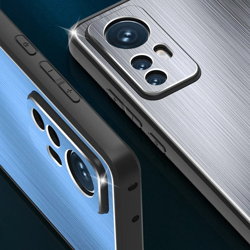 Pour Xiaomi 12 5G / 12x 5G / Téléphone Mobile 12S 5G Couvrant le Cadre TPU Frame en Aluminium Alliage Back Hard Anti-shock Téléphone - Bleu