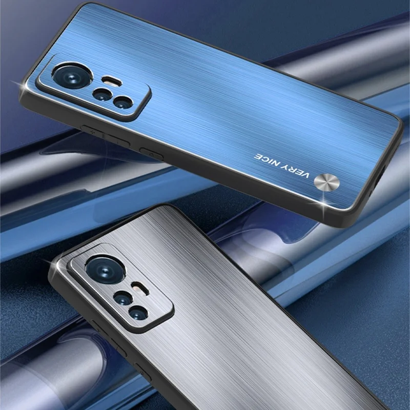 Pour Xiaomi 12 5G / 12x 5G / Téléphone Mobile 12S 5G Couvrant le Cadre TPU Frame en Aluminium Alliage Back Hard Anti-shock Téléphone - Bleu