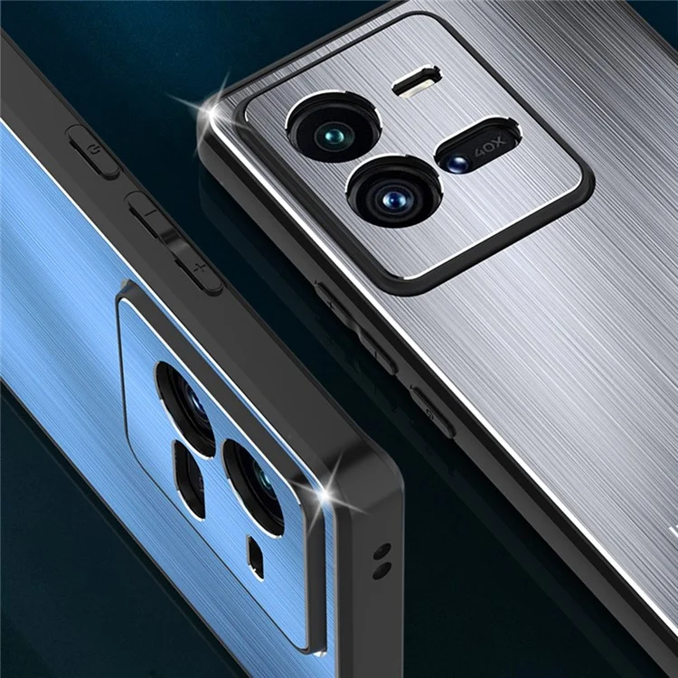 Pour Vivo Iqoo 10 Pro 5G Brosse de Téléphone Portable Tpu + Allime Alliam Back Anti-scratch Phone Shell Cover - Bleu