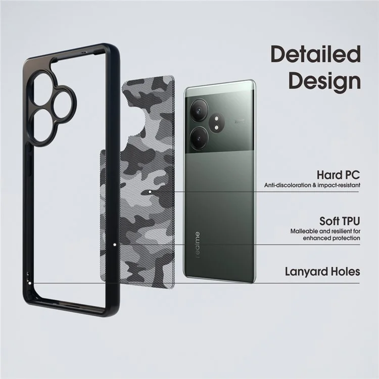 IBMRS Pour Realme GT Neo6 SE 5G Étui Coque TPU+PC Téléphone Housse Coussins d'air Coins Antichoc - Camouflage Artistique