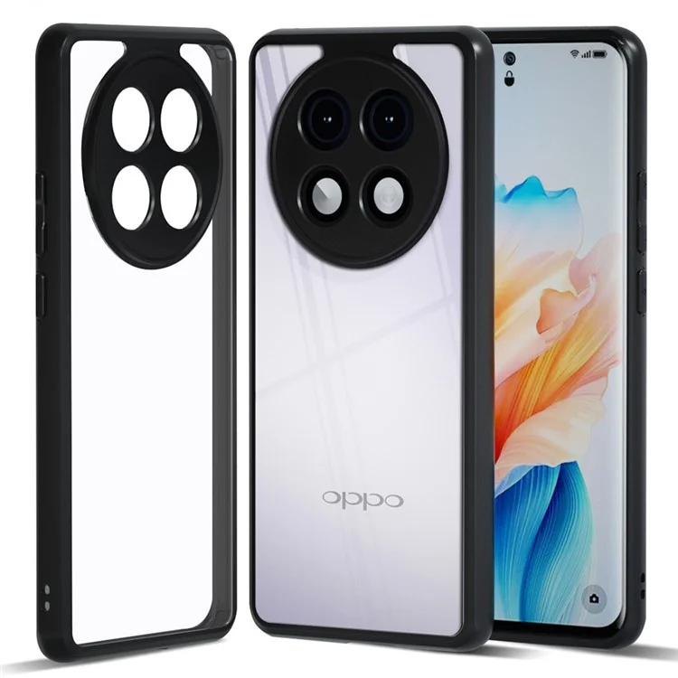 Étui pour Oppo A2 Pro 5G IBMRS TPU Frame PC Dos Protecteur Téléphone Couverture - Transparent Noir