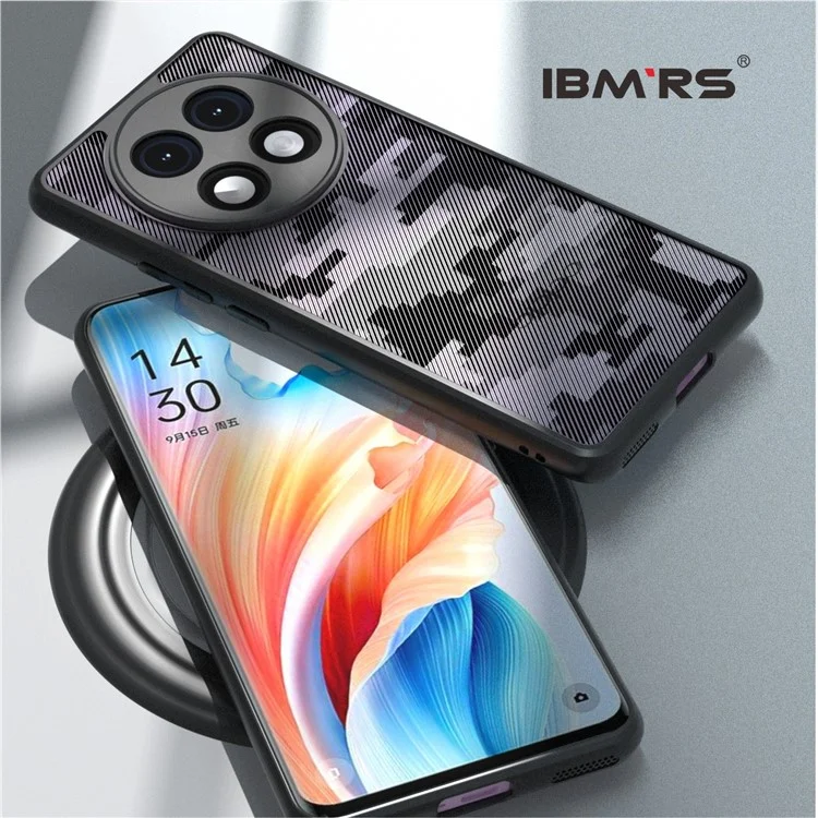 Étui pour Oppo A2 Pro 5G IBMRS TPU Frame PC Dos Protecteur Téléphone Couverture - Transparent Noir