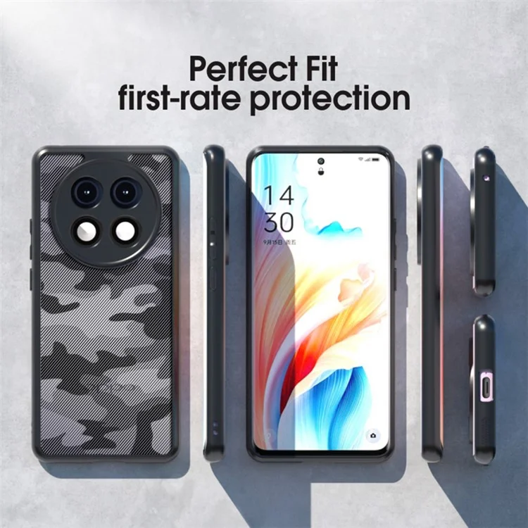 Étui pour Oppo A2 Pro 5G IBMRS TPU Frame PC Dos Protecteur Téléphone Couverture - Transparent Noir