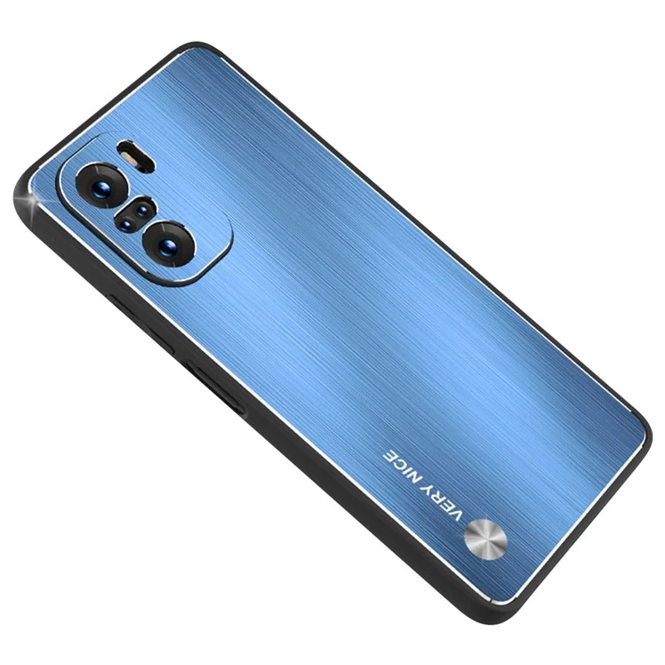Caixa de Telefone Escovados Para Xiaomi Redmi K40 / K40 Pro / Poco F3 / Mi 11i, TPU Frame Aluminum Loy Back Dustooptop Topa - Azul