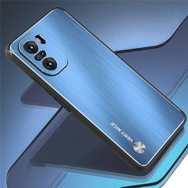 Caixa de Telefone Escovados Para Xiaomi Redmi K40 / K40 Pro / Poco F3 / Mi 11i, TPU Frame Aluminum Loy Back Dustooptop Topa - Azul