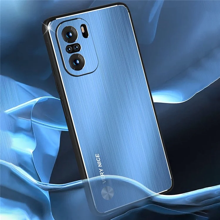 Caixa de Telefone Escovados Para Xiaomi Redmi K40 / K40 Pro / Poco F3 / Mi 11i, TPU Frame Aluminum Loy Back Dustooptop Topa - Azul