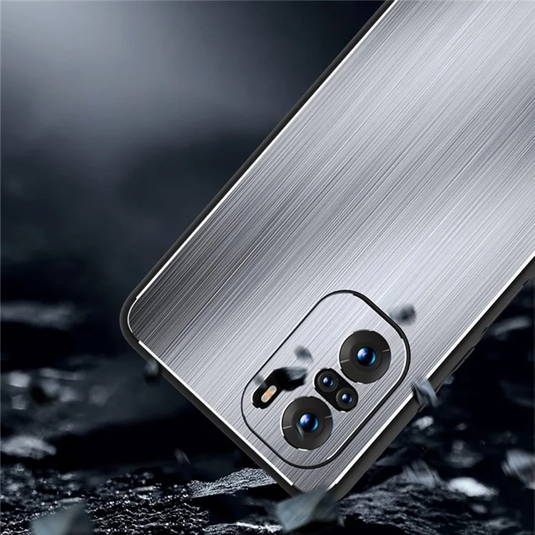 Caixa de Telefone Escovados Para Xiaomi Redmi K40 / K40 Pro / Poco F3 / Mi 11i, TPU Frame Aluminum Loy Back Dustooptop Topa - Azul