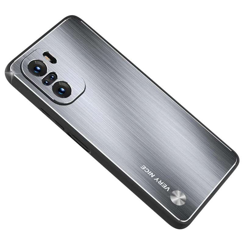 Slipat mobilskal för Xiaomi Redmi K40 / K40 Pro / Poco F3 / Mi 11i, TPU-ram av aluminiumlegering med dammtät bakplatta - Silver