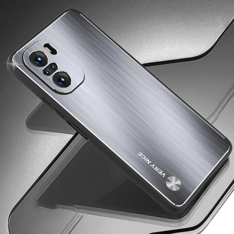Slipat mobilskal för Xiaomi Redmi K40 / K40 Pro / Poco F3 / Mi 11i, TPU-ram av aluminiumlegering med dammtät bakplatta - Silver